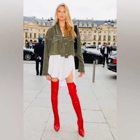 New!Tony Bianco DAHLIA
OVER THE KNEE LEATHER + FABRIC STRETCH BOOT
RED Size 8.5 - Picture 6 of 15